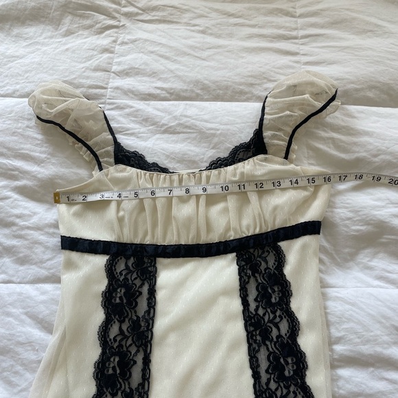 Vintage empire waist sheer cap sleeve cream & black lace Victorian Y2K dress | L - Picture 11 of 16